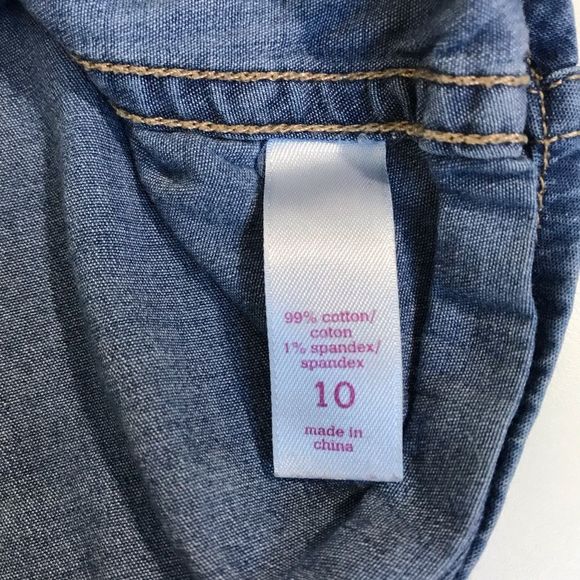 Justice Girl’s Embellished Chambray Shirt Sz 10 - Picture 7 of 9